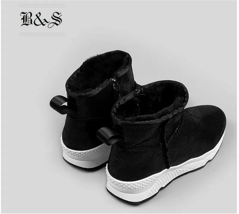Black& Street Women Real Fur Winter snow Boots shearling causal trainer waterproof genuine leather handmade snow B