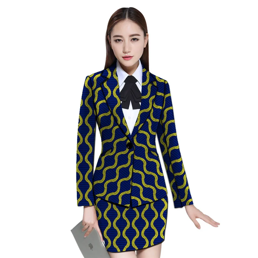 African clothes women print blazer with skirt Ankara fashion skirt and jacket sets female outfits dashiki suits - Цвет: 2