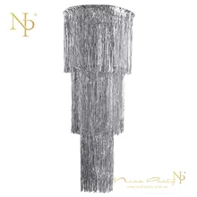 Nicro 46 дюймов блестящие серебряные 3 Слои ткани Шторы люстра вечерние украшения Фольга бахрома свадебный фон# Tas13