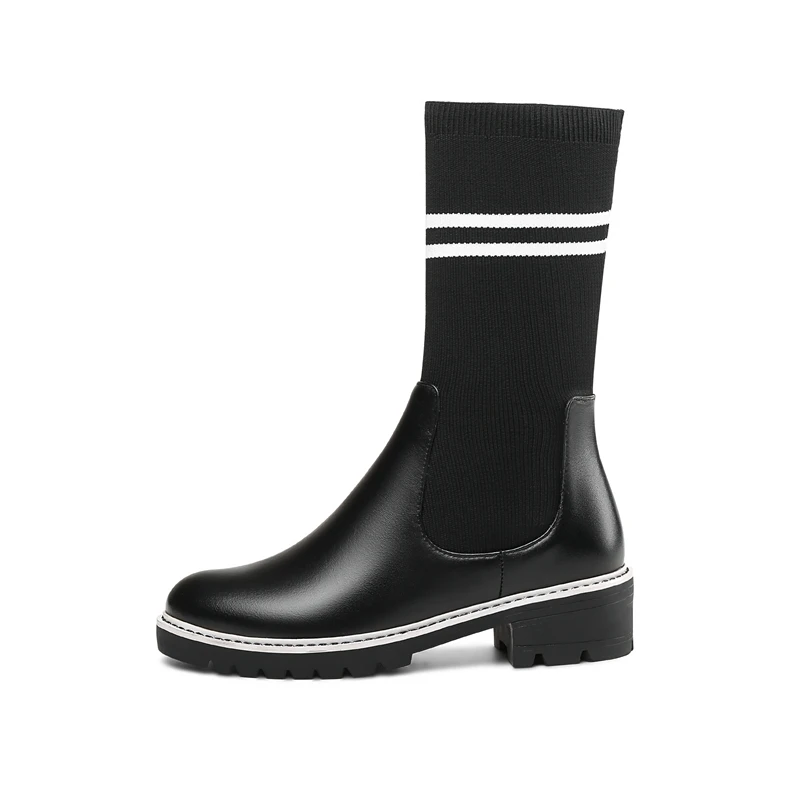 Invierno Muslo black2 Punta Enmayer Altas Redonda Encima Rodilla Causal Negros Por En Black Cr1432 Slip De Del Deslizamiento Bolso La Estirar Botas Mujer Tacones Med Alta UqzW84U