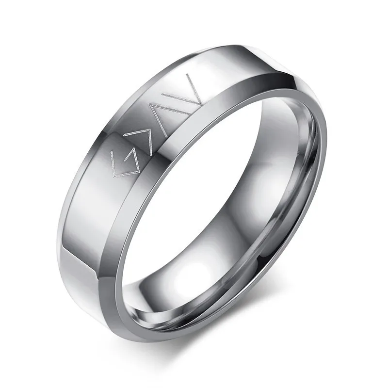 silver color Кольцо из нержавеющей стали с гравировкой для мужчин и женщин, Христианский подарок для друзей - Цвет основного камня: silver color