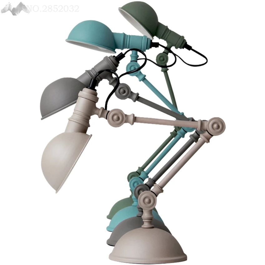 Nordic Creative Macarons Mechanical Arm Table Lamps Iron Desk Lights