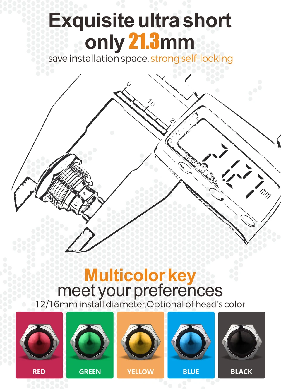 12 мм кнопочный мини-переключатель с мгновенный или самоблокирующийся переключатель с многоцветной оксидной головкой