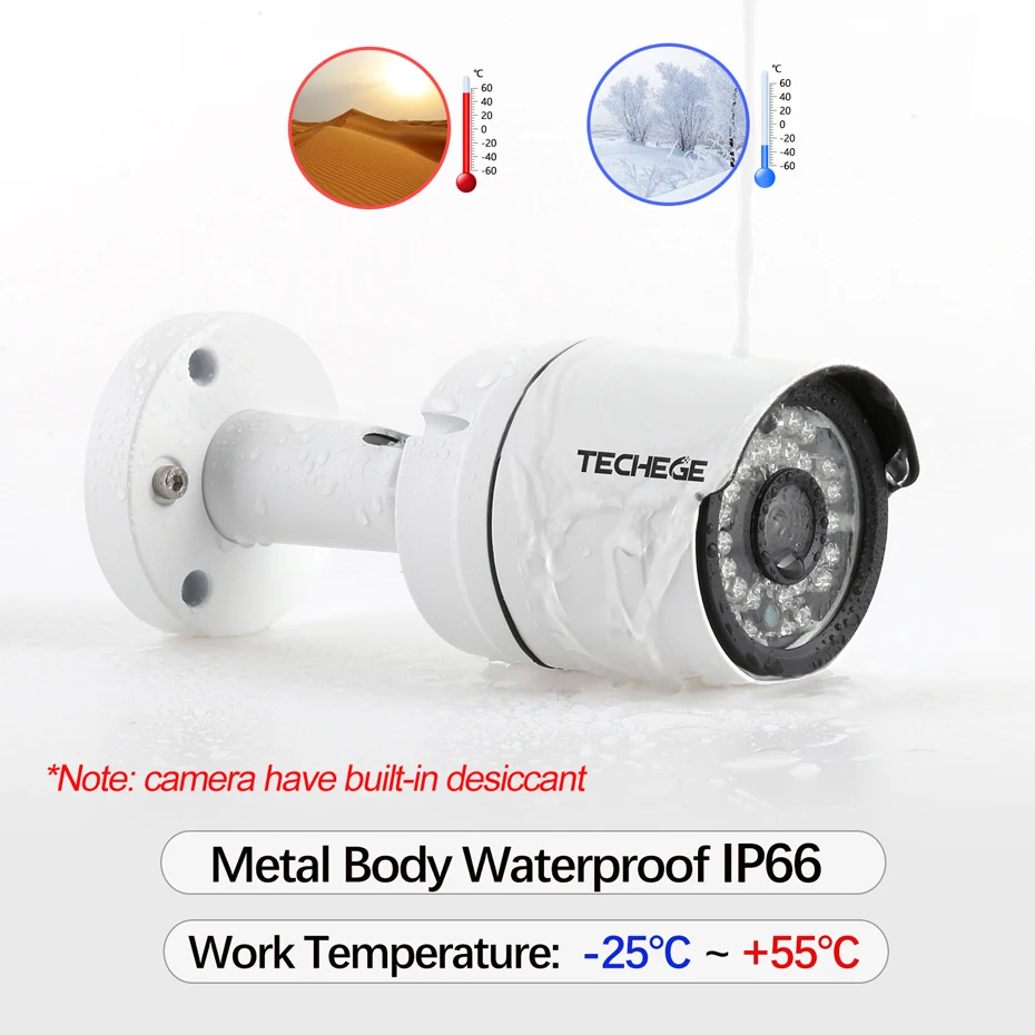 Techege 4CH 1080 P POE сетевой видеорегистратор c выходом HDMI 2.0MP 1.3MP 1.0MP ip камера водостойкая
