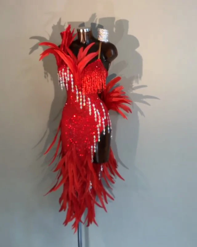 Изготовленная на заказ красная юбка для латинских танцев платье для латинских танцев новейший стиль сексуальное платье для латинских танцев