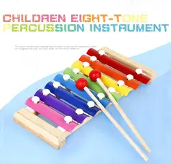 EarlyTeaching of Wooden 8-note аккордеон для детских инструментов для EarlyChildhood Обучающие игрушки 1-2-3 года деревянное фортепиано