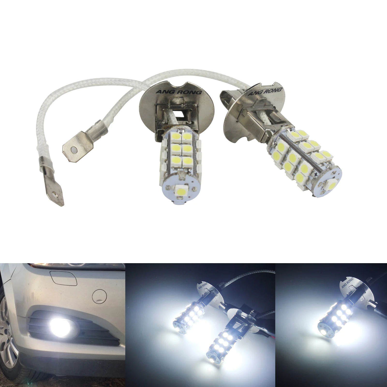 ANGRONG 10x Автомобильные противотуманные фары H3 25 SMD 3528 Светодиодный ная Лампа 6000K
