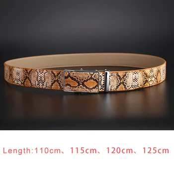

Men's black Snakeskin pattern leather belt High quality automatic buckle brown leather belt Business casual belt be customized