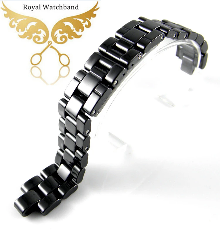 7.5mm Black High Quality Ceramic Watch Band Strap Bracelet Fit J12 Mens