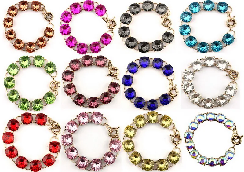 1 5cm Pop Color Faceted Round Crystal Dot Bracelet Gold Trendy Bridesmaid Jewelry font b Women