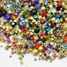 Mischfarben! 1440 teile/paket Mix Größen SS6 SS8 SS10 SS12 SS16 SS20 SS29 Punkt Zurück Strass glas strass chaton stein