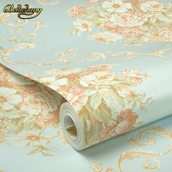 

European non - woven wallpaper 3D stereo relief flocking wallpaper bedroom warm living room TV wallpaper photo wall paper