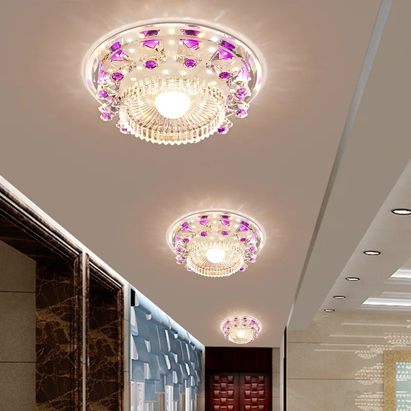 Modern palette Circle led crystal ceiling lamp home deco aisle corridor entrance  hallway glas ceiling lights fixture