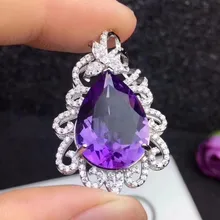 Подвеска с аметистом природный натуральный аметист 925 серебро 13*18 мм 8.6ct большой цветной камень# SB18092309