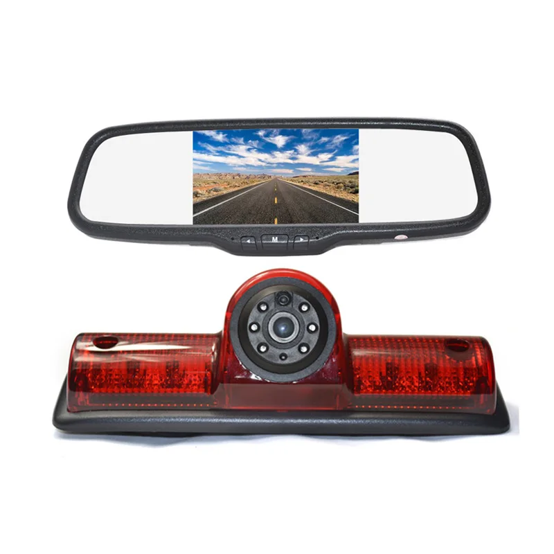 

Vardsafe VS503C | Brake Light Reverse Backup Camera + 5 Inch Clip-on Rear View Mirror Monitor for Nissan NV 1500 2500 3500 Van