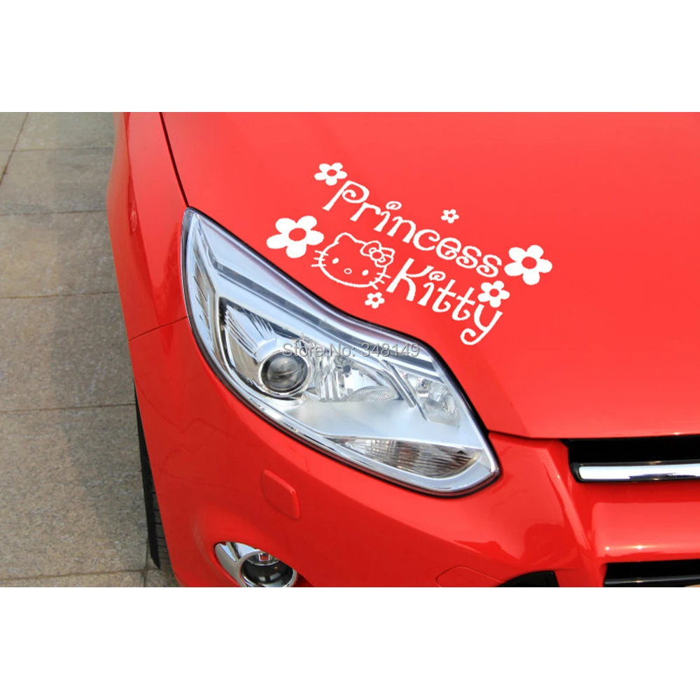 

Aliauto car-styling princess Kitty Cartoon Car Stickers and Decal for Tesla Ford Chevrolet vw polo golf 7 Honda Hyundai Kia Lada