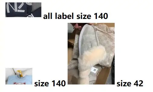 

2 pcs label size 140 and slipper size 42