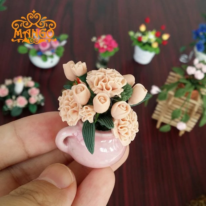 1 12 ドールハウスミニチュア花や植物シーンアクセサリーピンクカーネーションピンク粘土植木鉢 Dollhouse Miniature Flowers 1 12 Dollhouseminiature Clay Pots Aliexpress