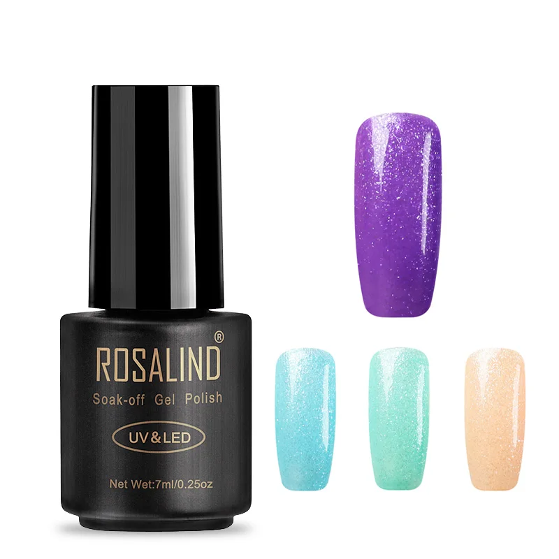 

ROSALIND Gel 1S 7ml Silver Diamond Nail Gel Polish Glitter Manicure Nail Art Semi Permanent Soak Off Colorful Gel Lacquer