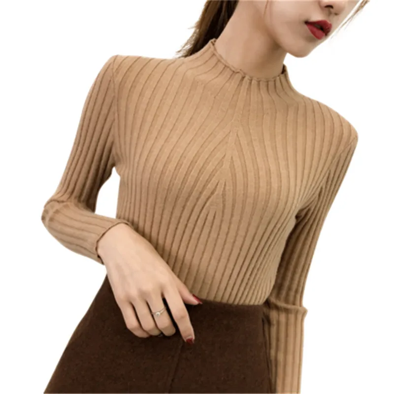 

2019 Thick Warm Women Autumn Winter Pullover Sweater High Elasticity Knitted Soft Jumper Long Sleeves Sweater Femme Top PZ766