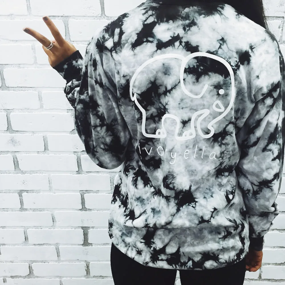2017 Summer T Shirt Women Long Sleeve Tie Dye Elephant Print Best Friends T Shirt Streetwear Ladies Blusa Tops Tee Shirt Femme Tops
