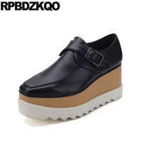 Роскошные черные туфли на толстой подошве без застежки с квадратным носком; большие размеры; обувь на платформе; женская обувь на плоской подошве; модель года; 41; красивая женская обувь из натуральной кожи