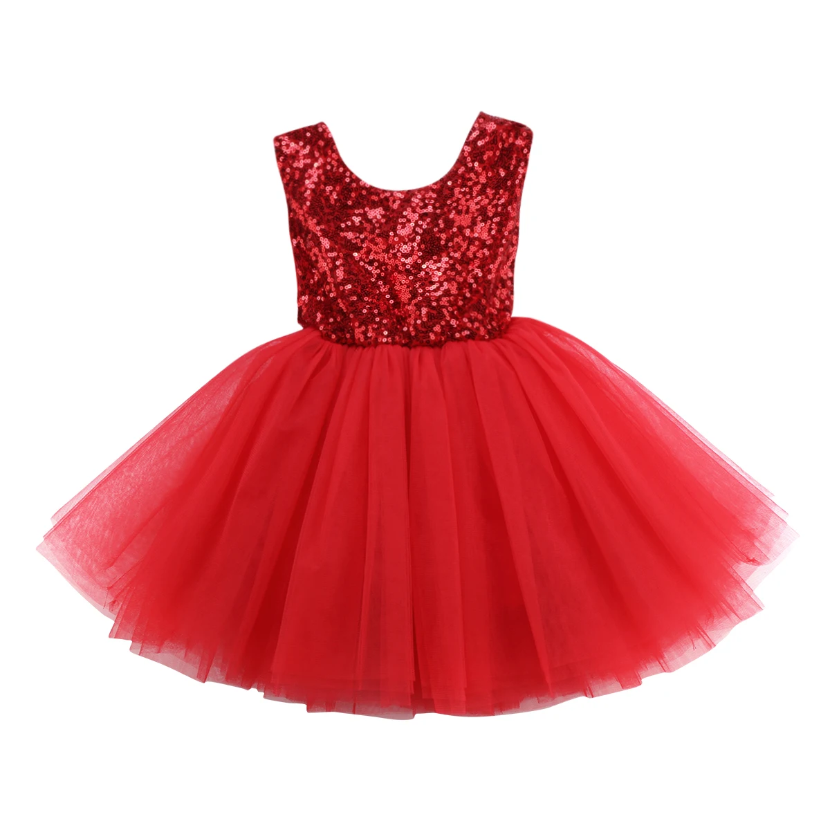 Платье с блестками для маленьких девочек одежда без рукавов для девочек кружевное платье с цветочным рисунком платье-пачка вечерние платья невесты с глубоким вырезом на спине для детей для маленьких девочек, детская одежда - Цвет: Красный