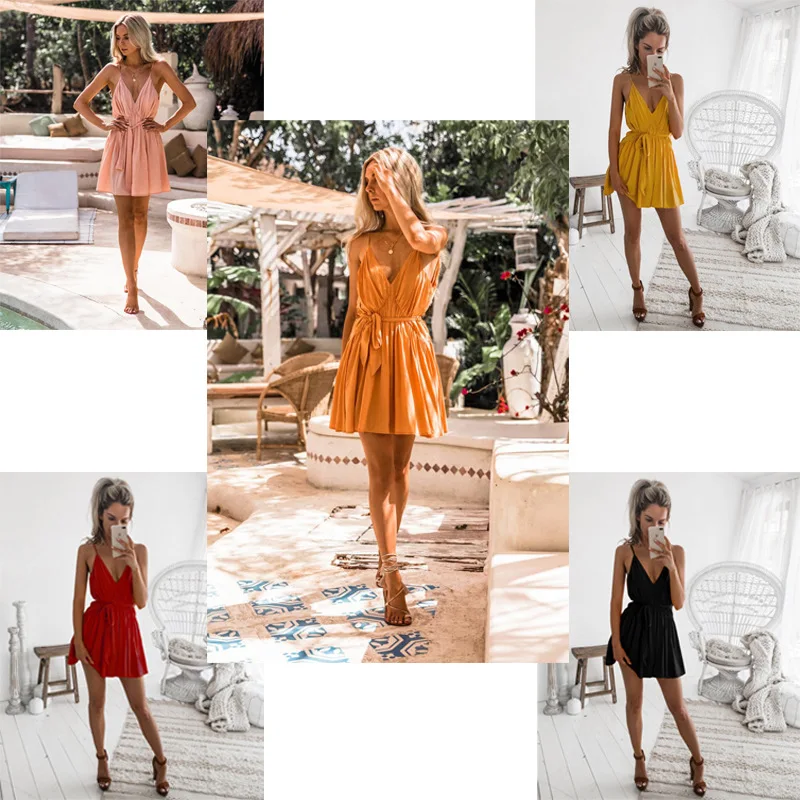 

High Elastic Waist Party A-line Dress Women Boho Dress Female Vestido