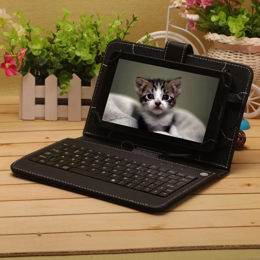 Universal 7 inch Leather Micro USB Protective Keyboard Case Stand Cover for Tablet PC Free Shipping | Компьютеры и офис