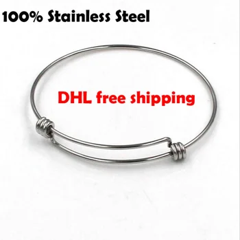 

100pcs/lot 65mm Stainless Steel Bangle Bracelet-Expandable Wire Bangles For Charm Bracelet