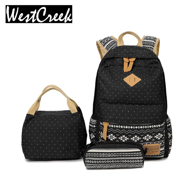 Westcreek Brand Geometric Set Lunch Bagpack font b Women b font School font b Backpack b