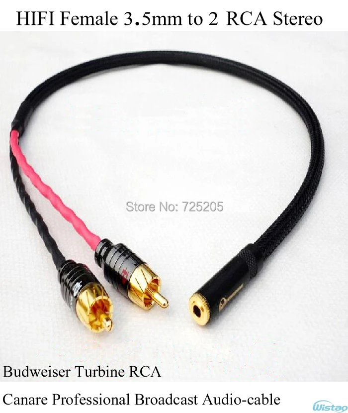 IWISTAO HIFI гнездо 3 5 мм до 2 RCA стерео кабель Budweiser Canare профессиональная Передача аудио