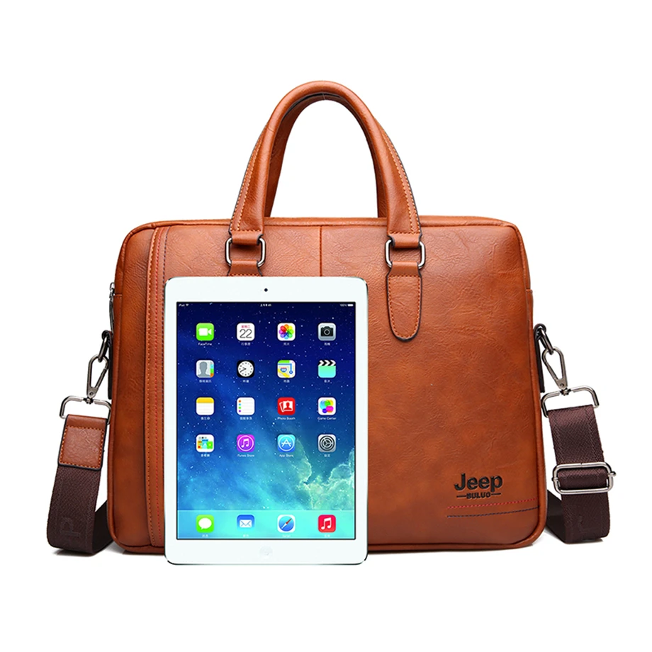 JEEP BULUO мужской бизнес-портфель из спилка, мужской портфель через плечо, 13 дюймов, сумка для ноутбука, чехол, сумка для офиса