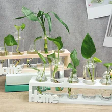 Деревянная Стеклянная и деревянная ваза плантационный Террариум Настольный гидропоника горшок для дерева бонсай подвесные горшки с поддоном домашний декор