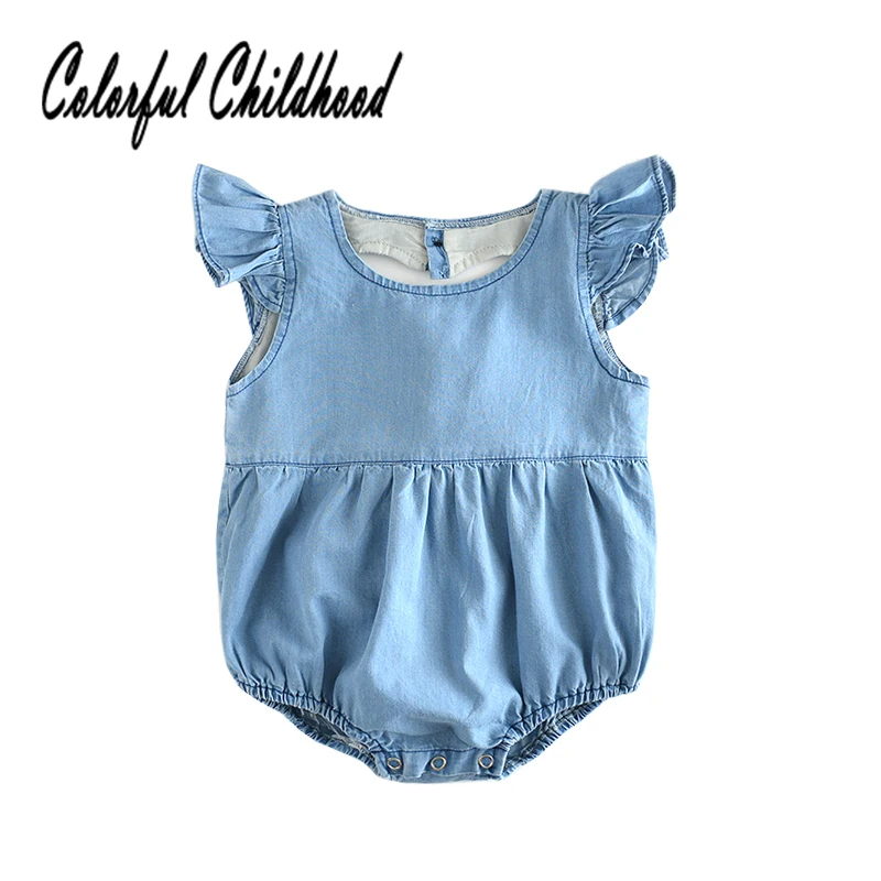 

Baby Jean Jumpsuit Pure Color Sleeveless Triangle Rompers Behind Love Heart Hollow Out Design Infant Toddler Kid Cotton Clothes