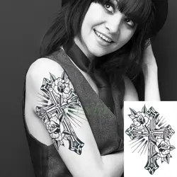 Водостойкая временная татуировка наклейка Роза крест временная татуировка флэш-тату tatouage temporaire наклейка s нога рука для девочки женщины