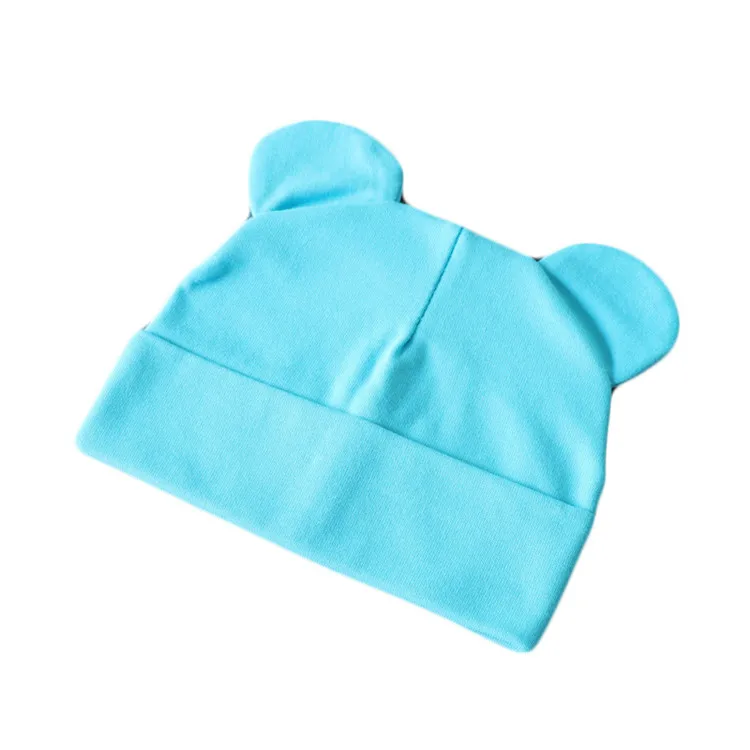 Модная хлопковая прочная чашка для мальчиков и девочек, мягкая теплая детская шапка с милыми ушками, дизайнерские весенне-осенние детские вязаные шапки, аксессуары - Цвет: sky blue 1