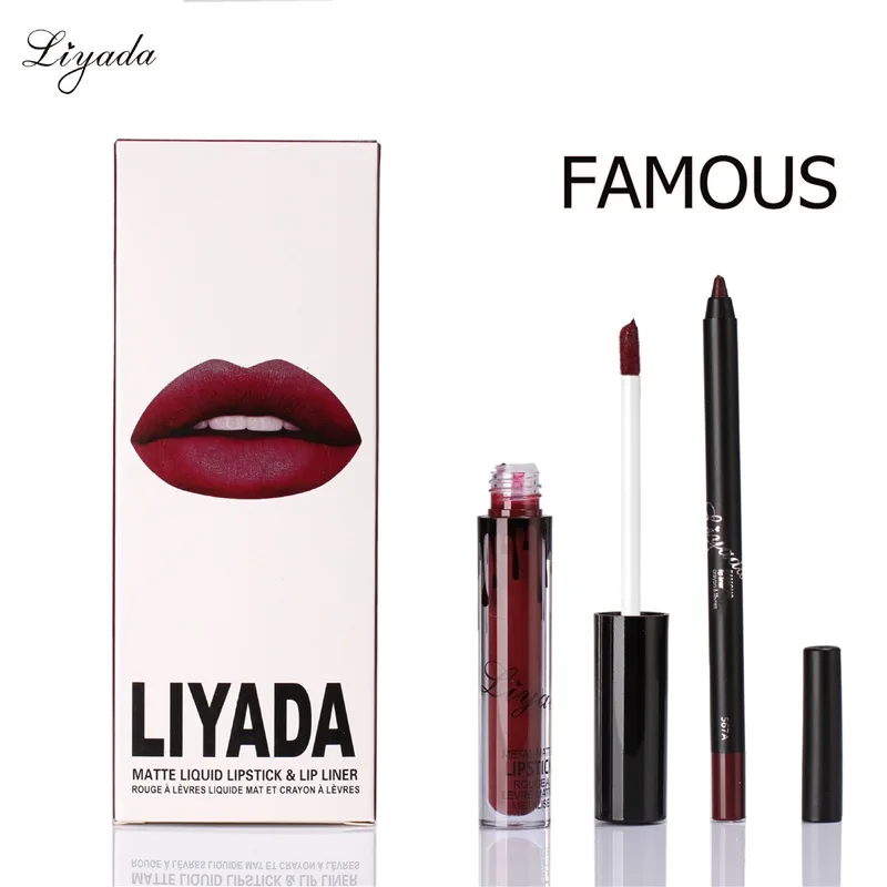 

16unids/lot LIYADA High Quality Matte Non-stick Cup Lip Gloss Lip Pencil Lipstick Long-Lasting Lip Balm Set Nude Makeup Nourish