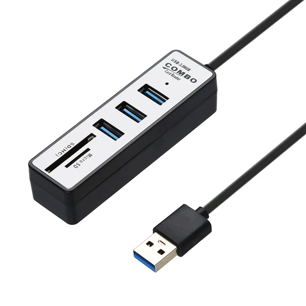 

H-Speed 2 in 1 USB3.1 OTG USB 3.0 Hub Splitter Combo 3 Ports & SD/TF Card Reader With Power Adapter For PC High Speed USB