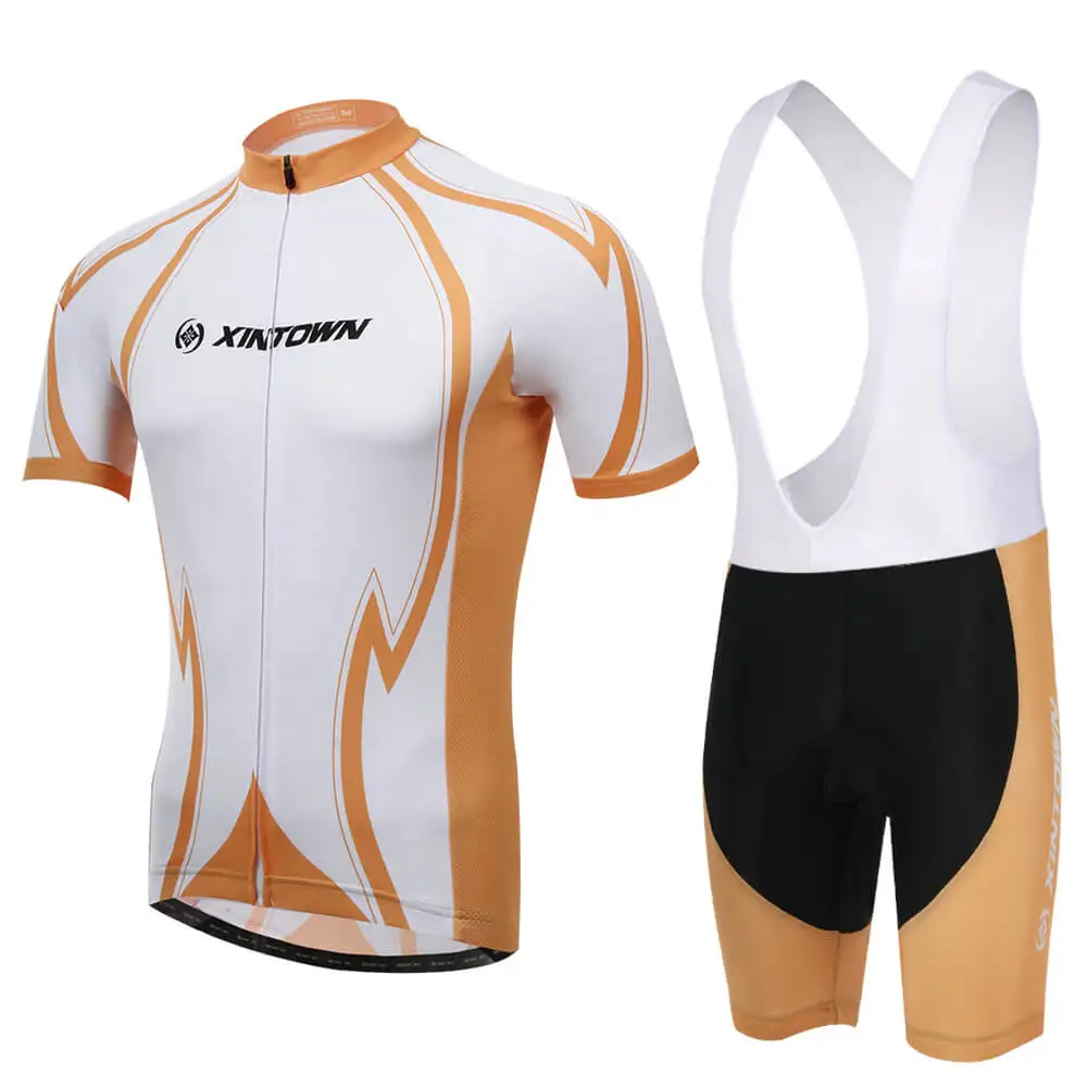

XINTOWN Cycling Jersey Set Men Short Sleeve Pro Racing Bike Bib Shorts 3D Sponge Padded Breathable MTB Road Bicycle Clothing