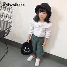 Waiwaibear/Хлопковые и льняные однотонные брюки кэжуал для девочек; цветные детские брюки для малышей; одежда для малышей; летняя длинная одежда с защитой от комаров