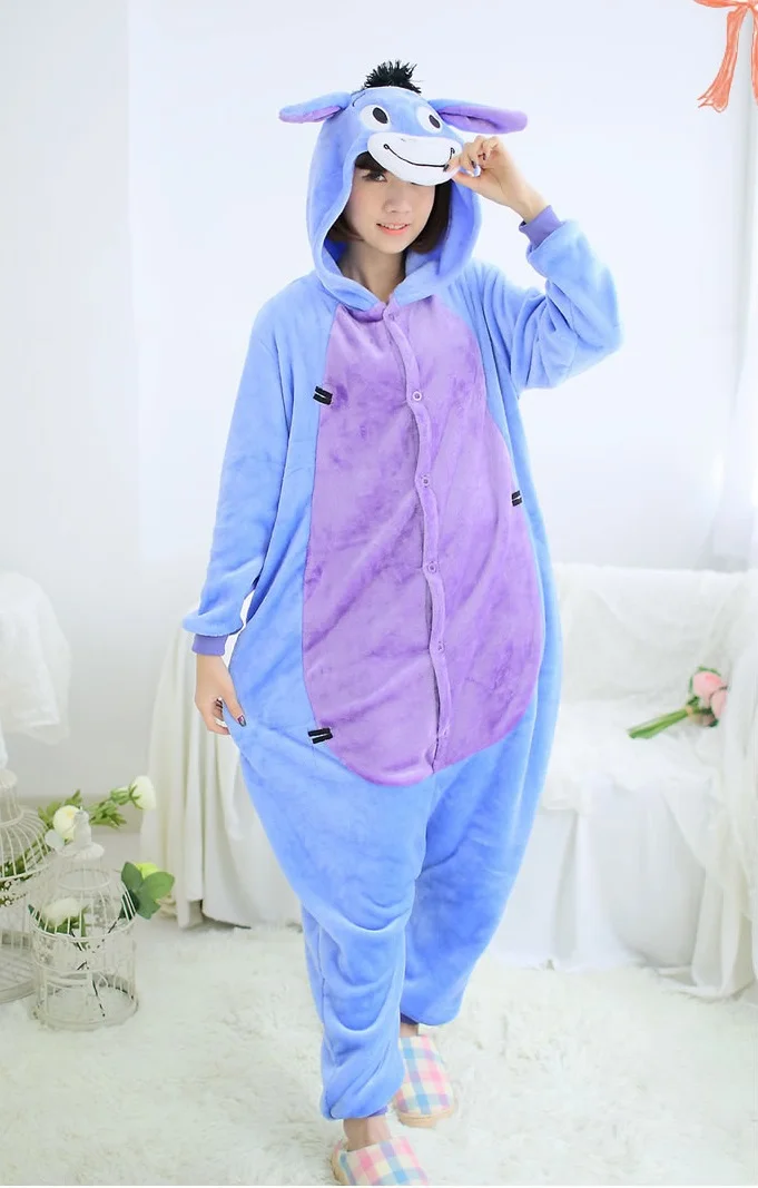 Unisex Adult animal pajamas one piece Cosplay Costume Eeyore Donkey