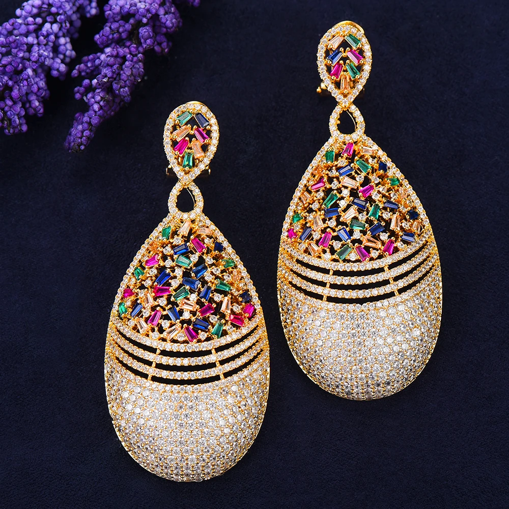 

SISCATHY Charms Big Water Drop Earrings Luxury 2019 Hot High Quality Statement Earrings for Women Wedding Wear Jewelry