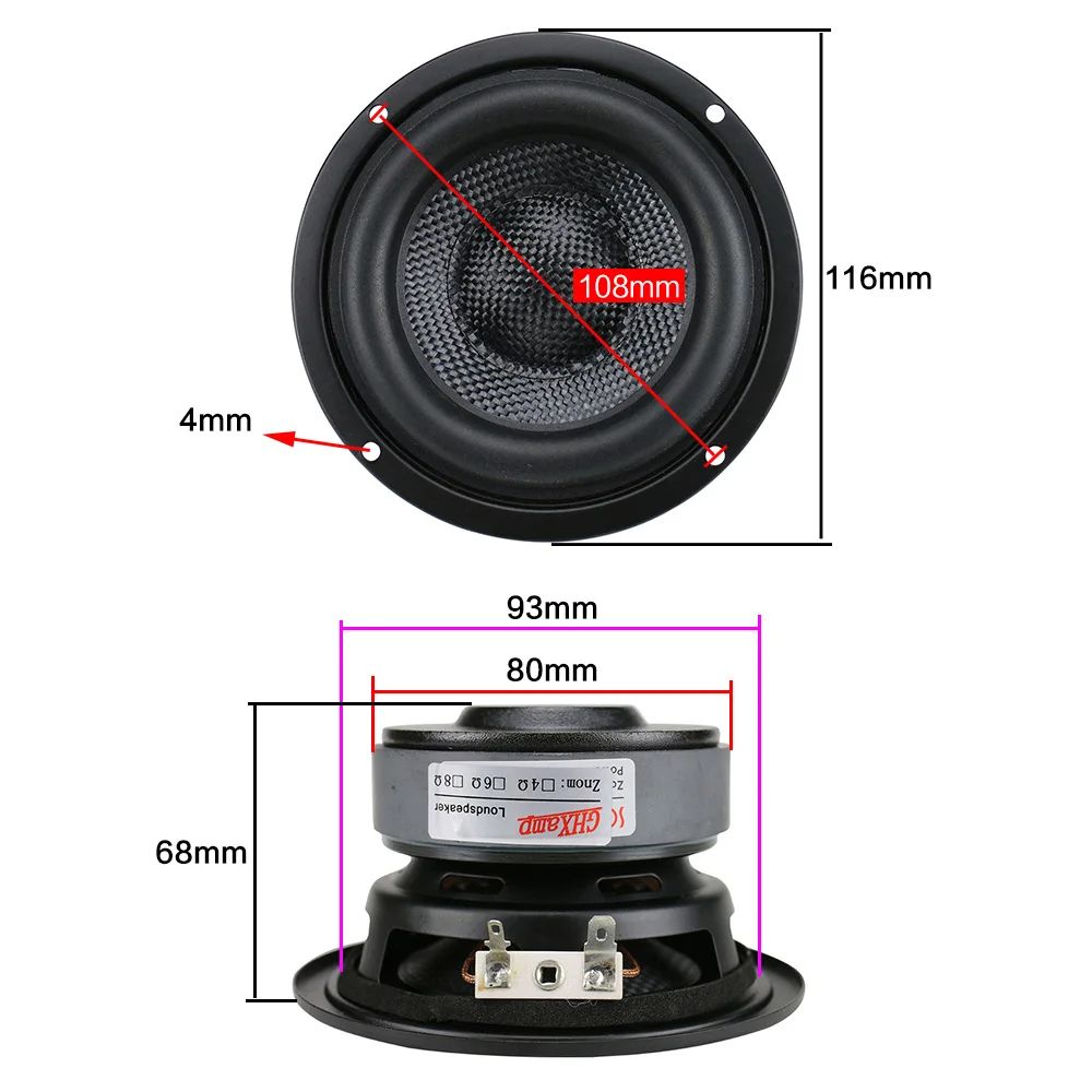Bacia de Fibra de Vidro Ghxamp 4 Polegada Unidade Hifi Subwoofer Woofer 4ohm 40 w Tecida Graves Profundos 1 Loudspeaekr Grande Magnético pc - Image 4