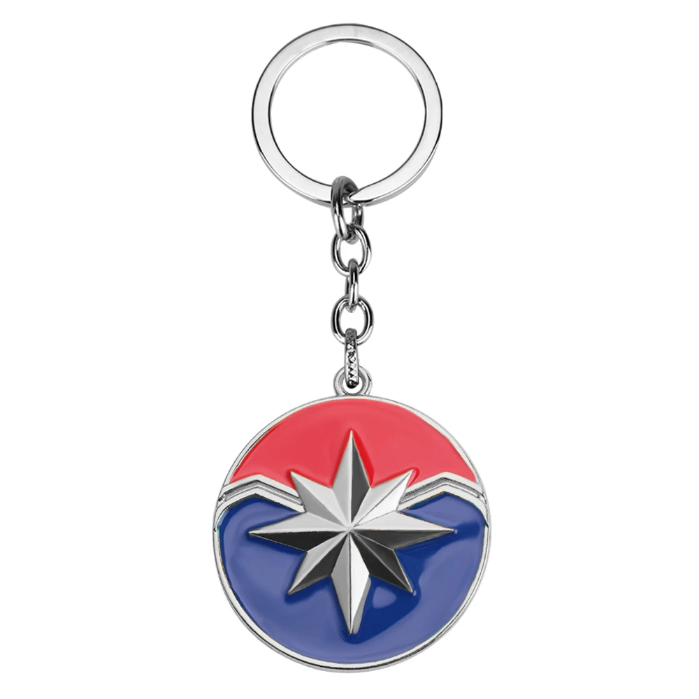 

Fashion Metal Key Chain The Avengers Captain Of Marvel Logo Keychain Pendant Key Ring For Men Gifts Movie Jewelry Charms