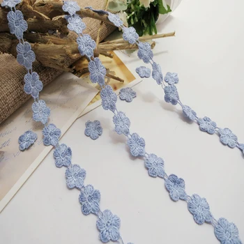 

1.6cm Water soluble delicate lace trim,Blue color lace embellish for cloth,embroidered lace for scarpbooing -YY