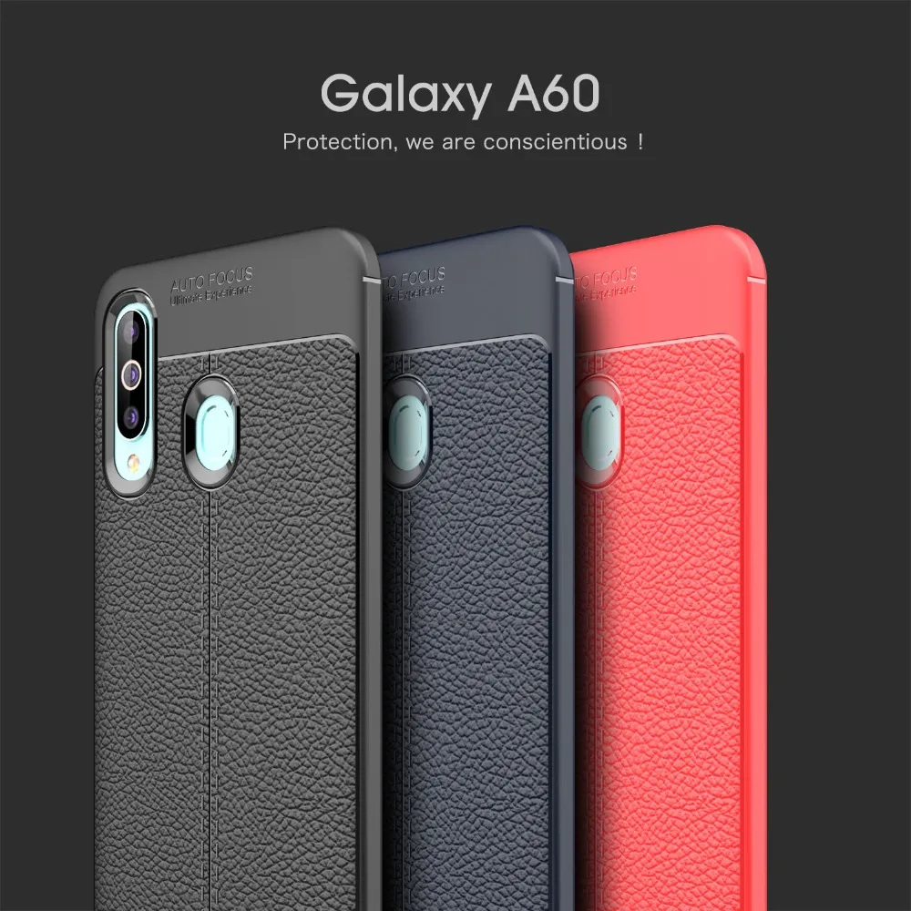 For Samsung Galaxy A60 Heavy Duty Drop-Proof Hybrid Armor Case Leather Texture Soft TPU Cover For Samsung Galaxy A60 SM-A606F For Samsung Galaxy A60 Heavy Duty Drop-Proof Hybrid Armor Case Leather Texture Soft TPU Cover For Samsung Galaxy A60 SM-A606F