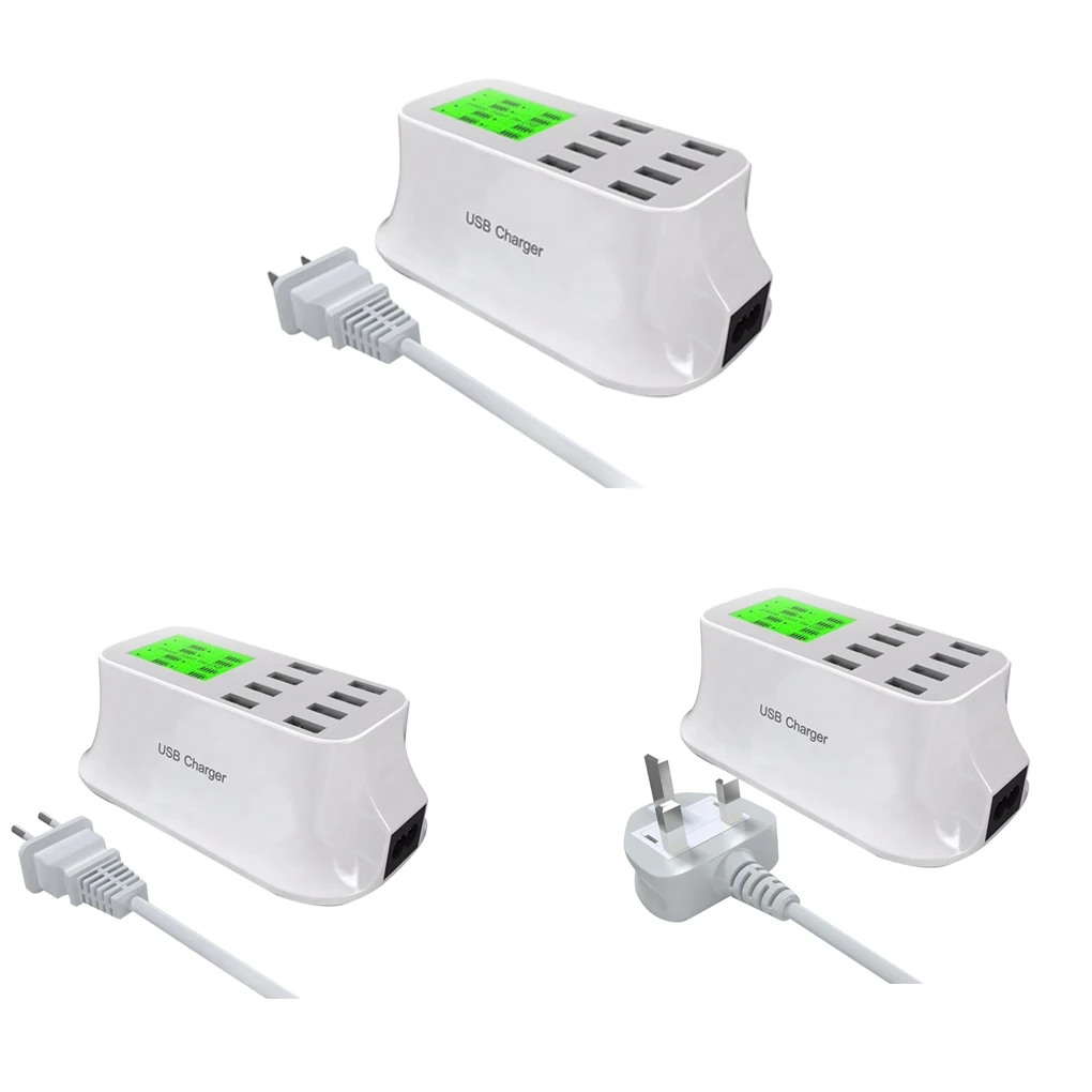 8 منافذ USB السفر شاحن الهاتف المحمول اللوحي شحن محول 5 V 3.5A شاشة الكريستال السائل الجهد الحالي شاشة 40 W