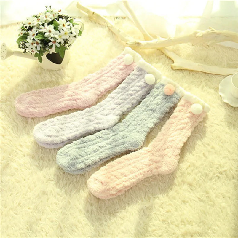 Winter Warm Mid-Calf Length Coral Velvet Socks Thicken Towel Fabric Floor Socks Harajuku Style Kawaii Velvet Sleep Meias  D17 (10)