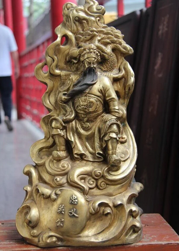 

S1053 Chinese Copper Bronze Gild Mountain ride Guan Gong Guan Yu Warrior Buddha Statue D0318